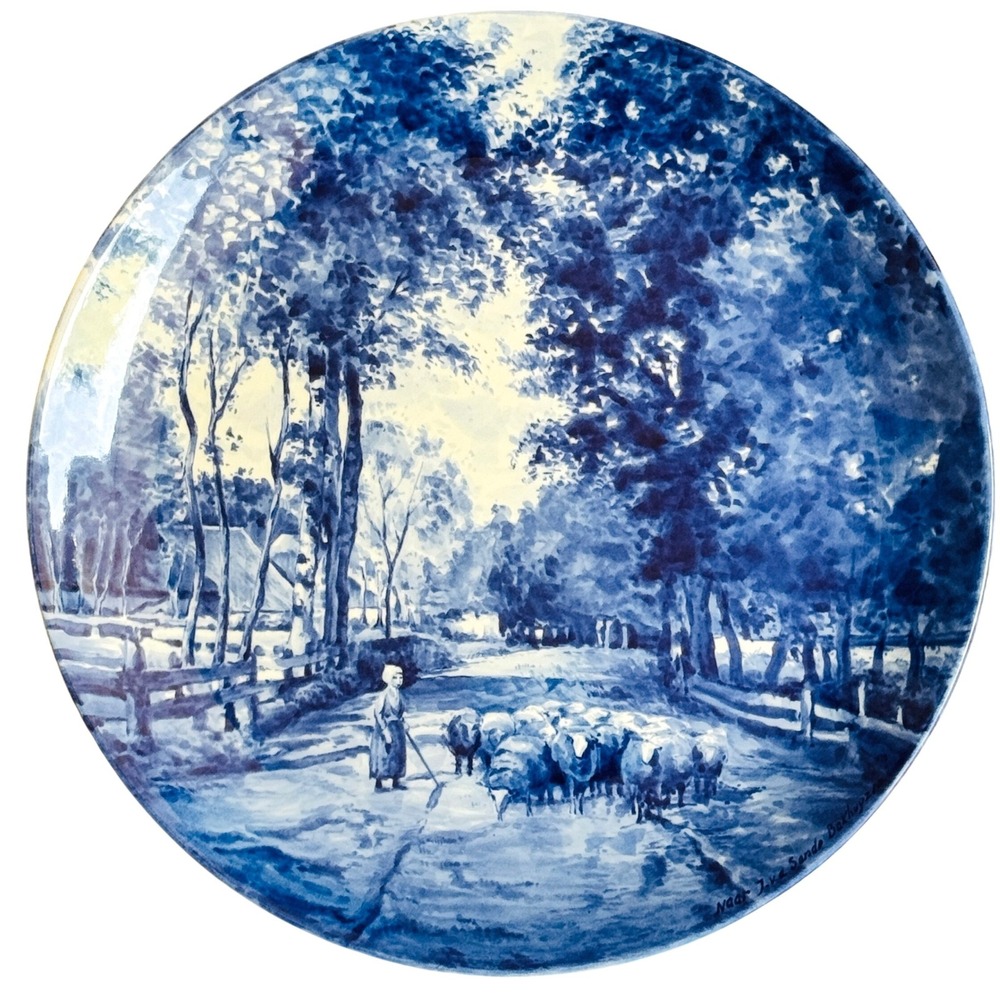 Royal Delft 1971 Hand Painted Charger H Van der Linden Sande Bakhuyzen Large 13"